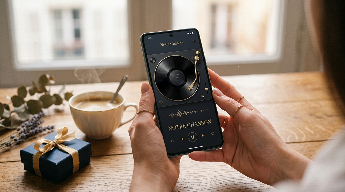 Coffret vinyle interactif sur mobile