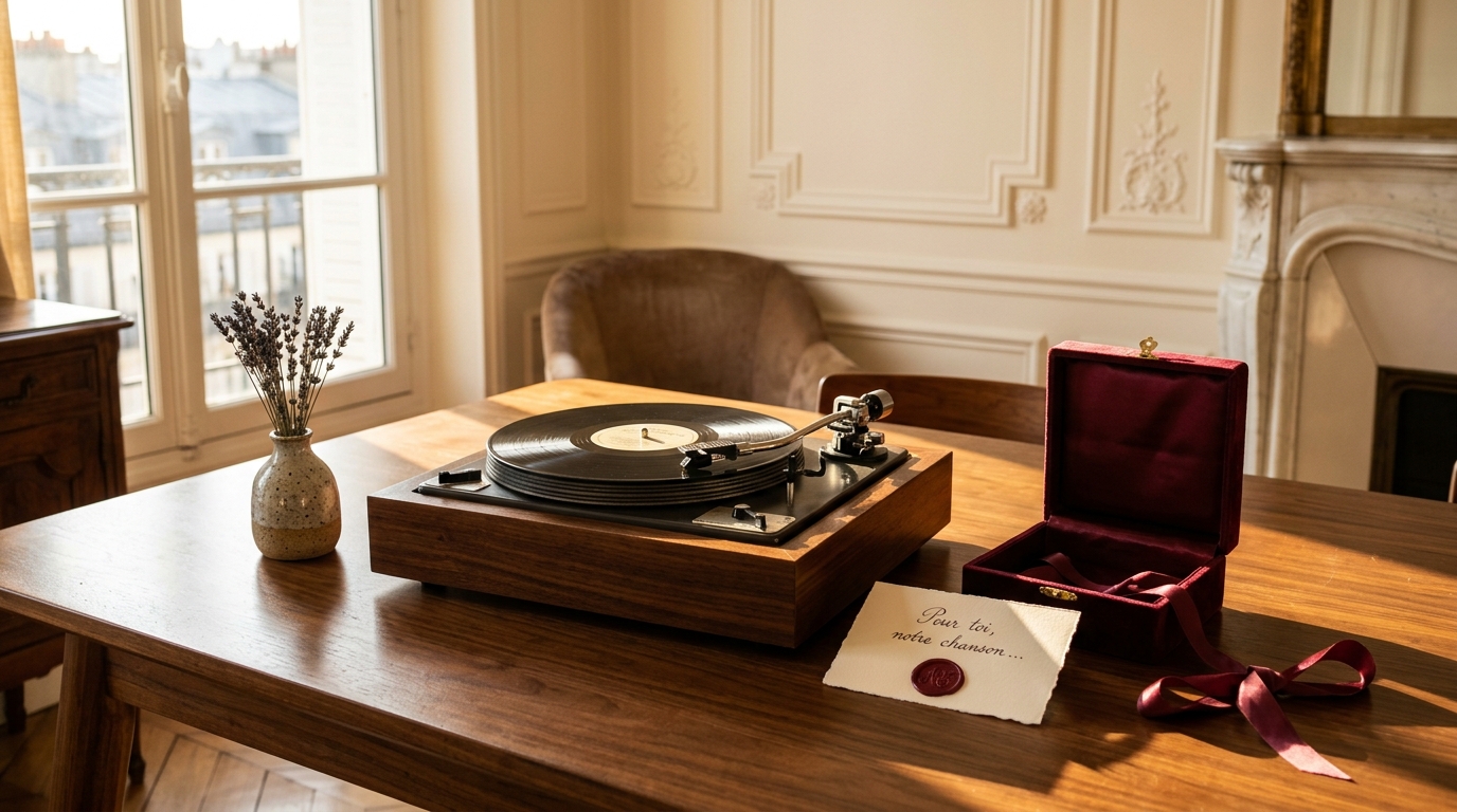 Coffret musical personnalisé sur platine vinyle