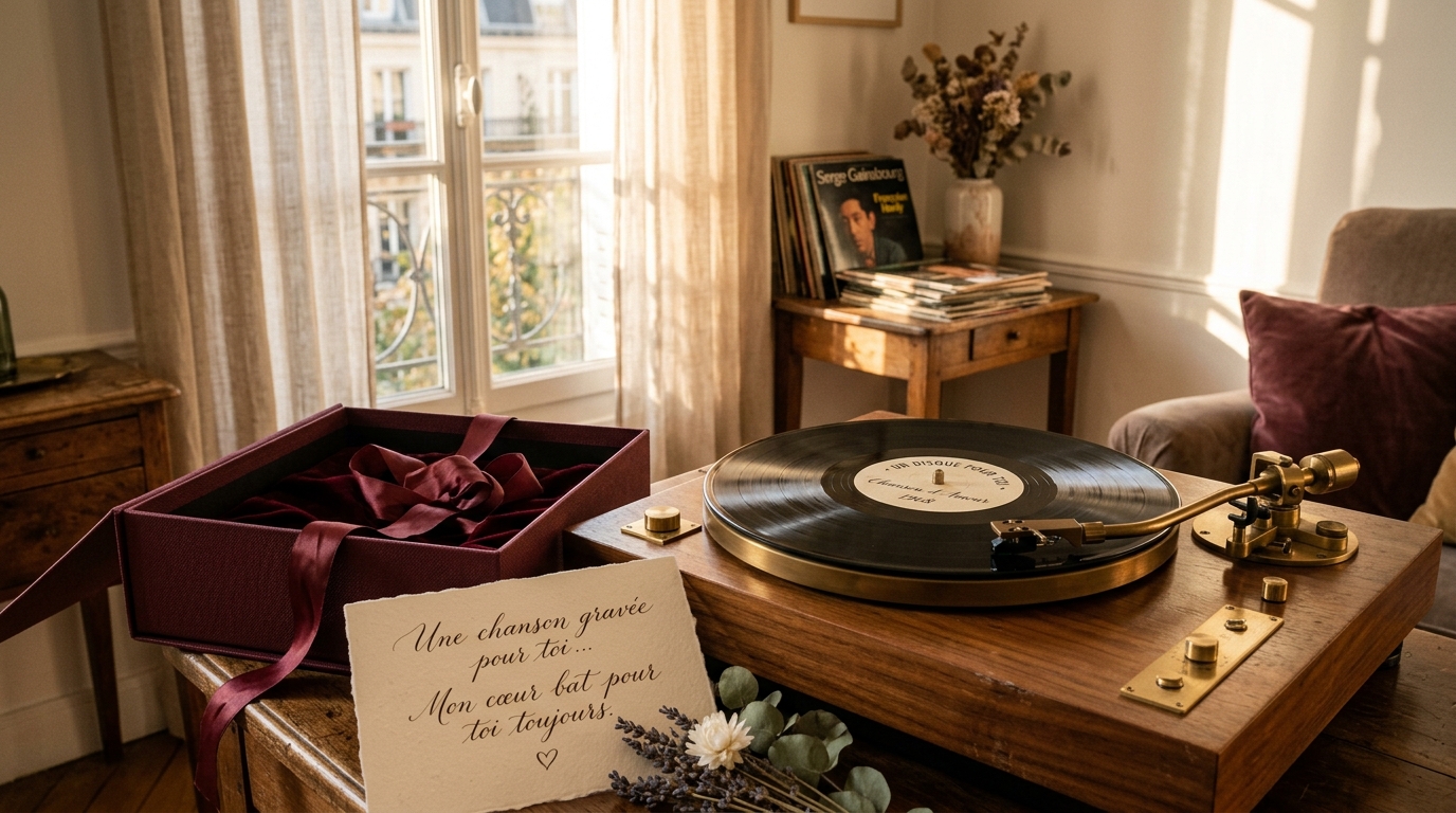 Platine vinyle et boîte cadeau pour écoute privée